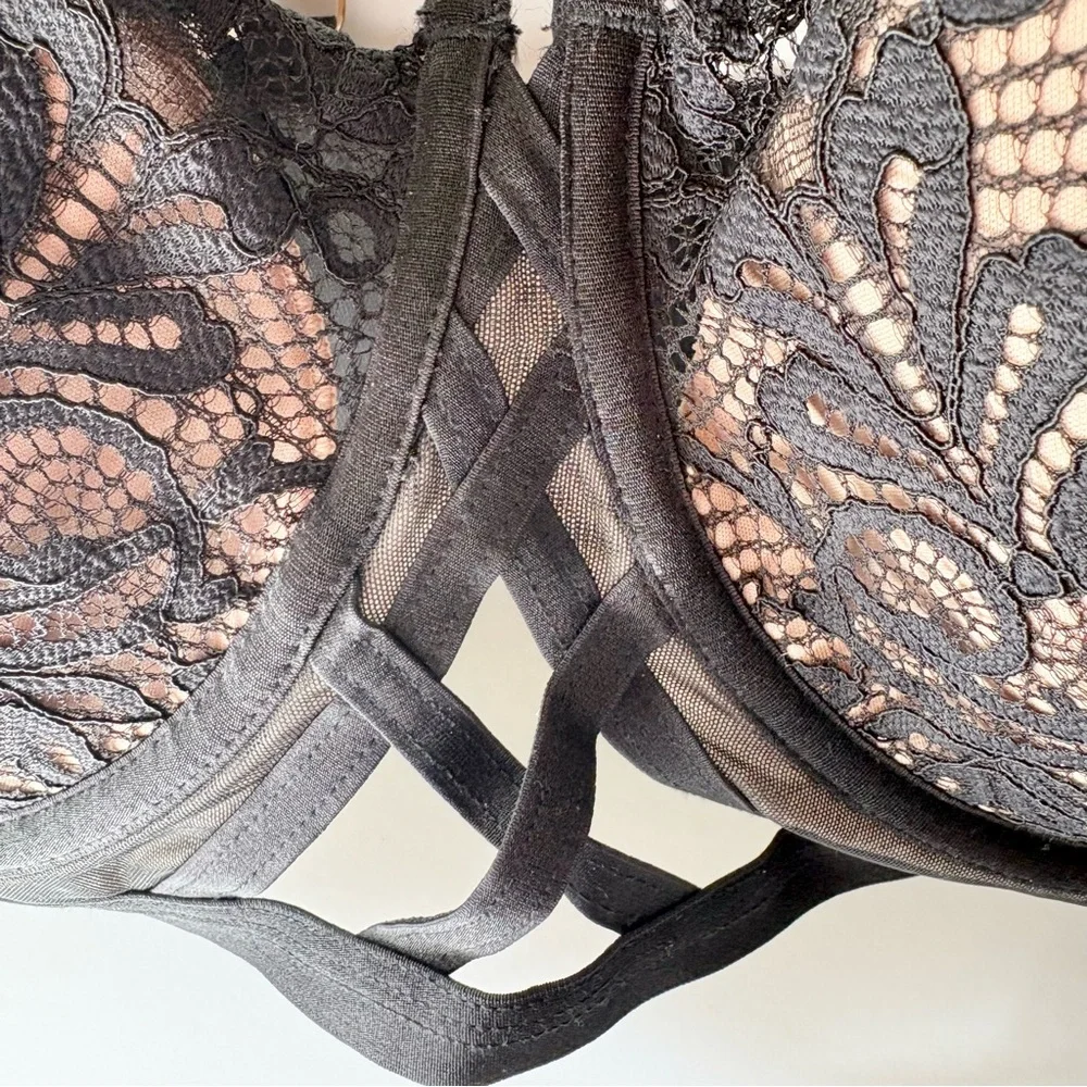 Adore Me Nude Black Lace Push Up Bra